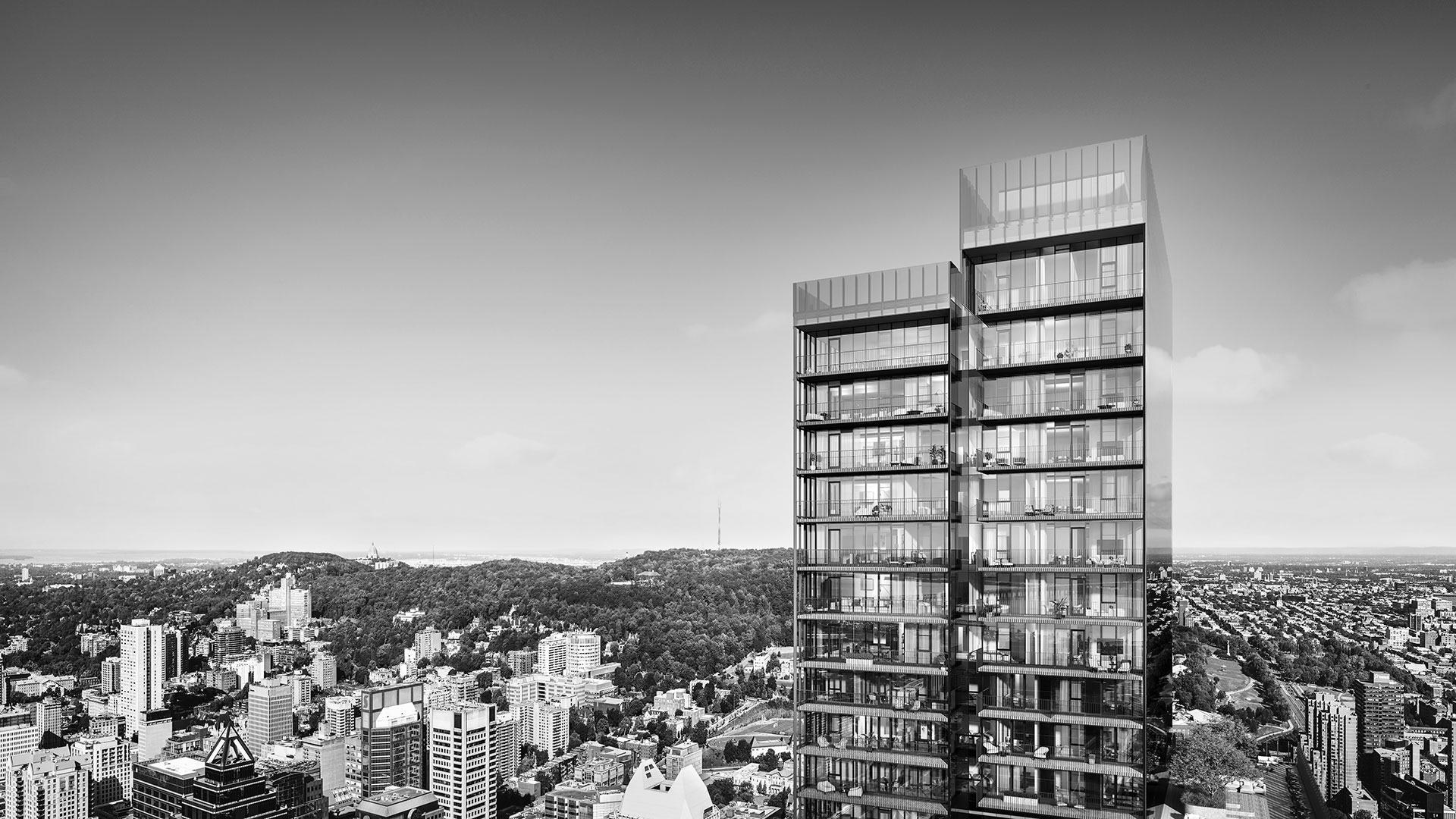 Luxury condo in Montreal with a view of Mount Royal